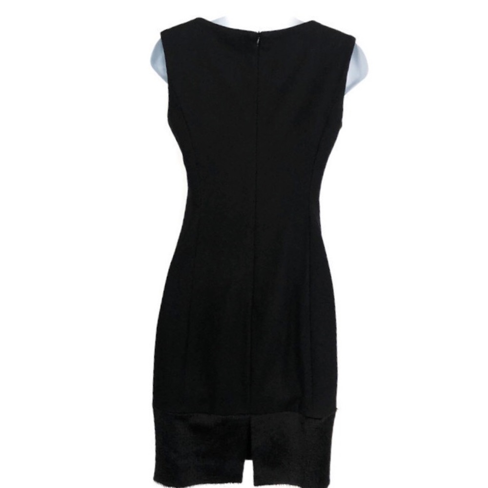 MaxMara Black Wool Faux Fur Trim Sheath SZ 2 - Picture 2 of 7